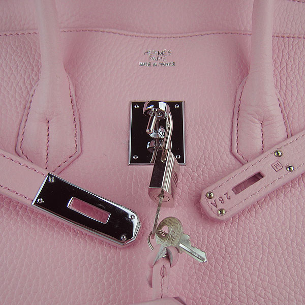 High Quality Fake Hermes 35CM Embossed Veins Leather Bag Pink 6089 - Click Image to Close